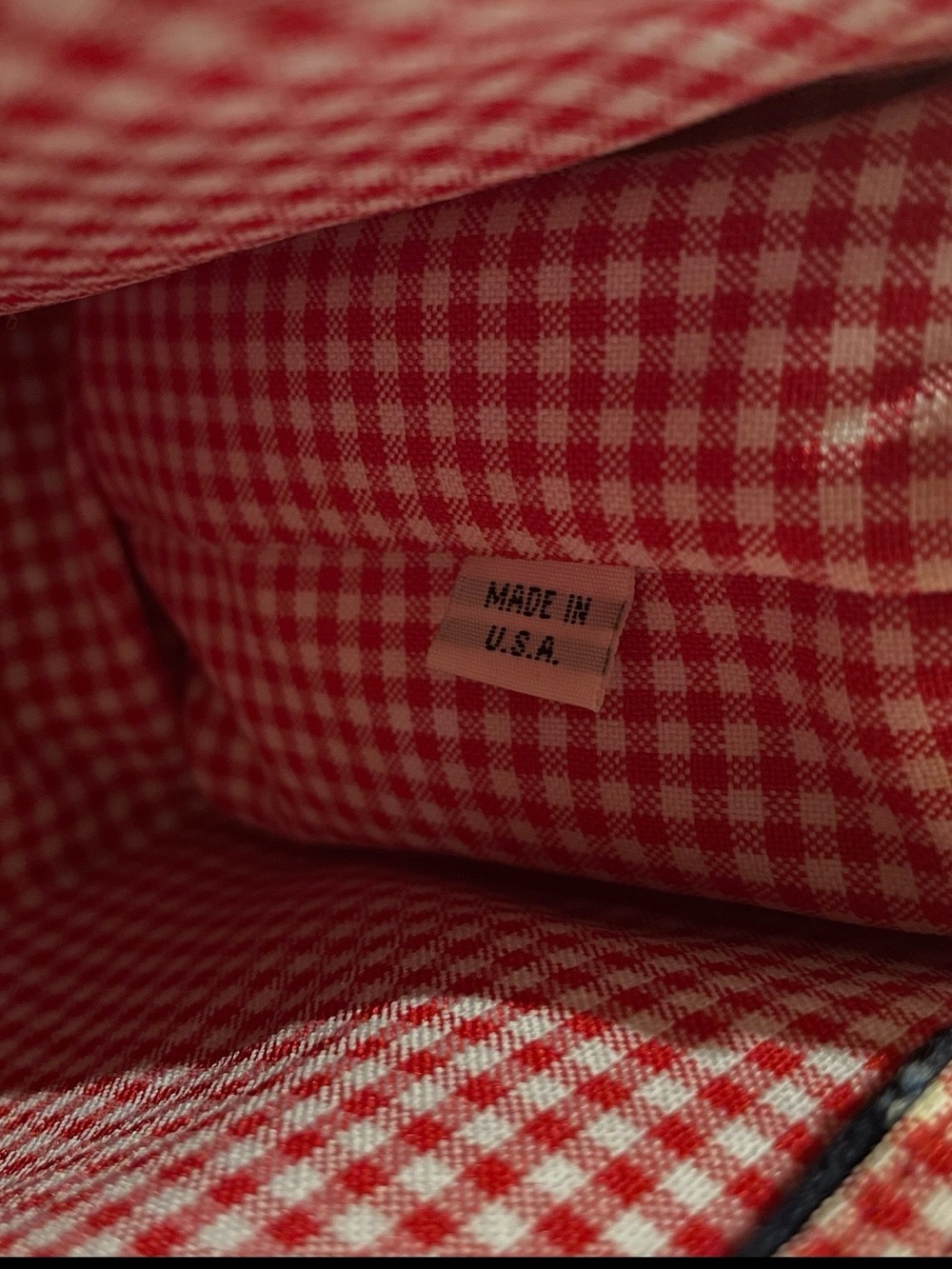Vintage Y2K Kate Spade denim Blue Jean purse, red cottagecore gingham interior - Picture 16 of 16